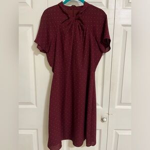 Maroon Polkadot Banana Republic Lined Sheath Dress